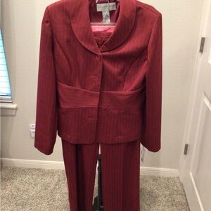 Sag Harbor Red Pinstripe Blazer and Pants Size 10